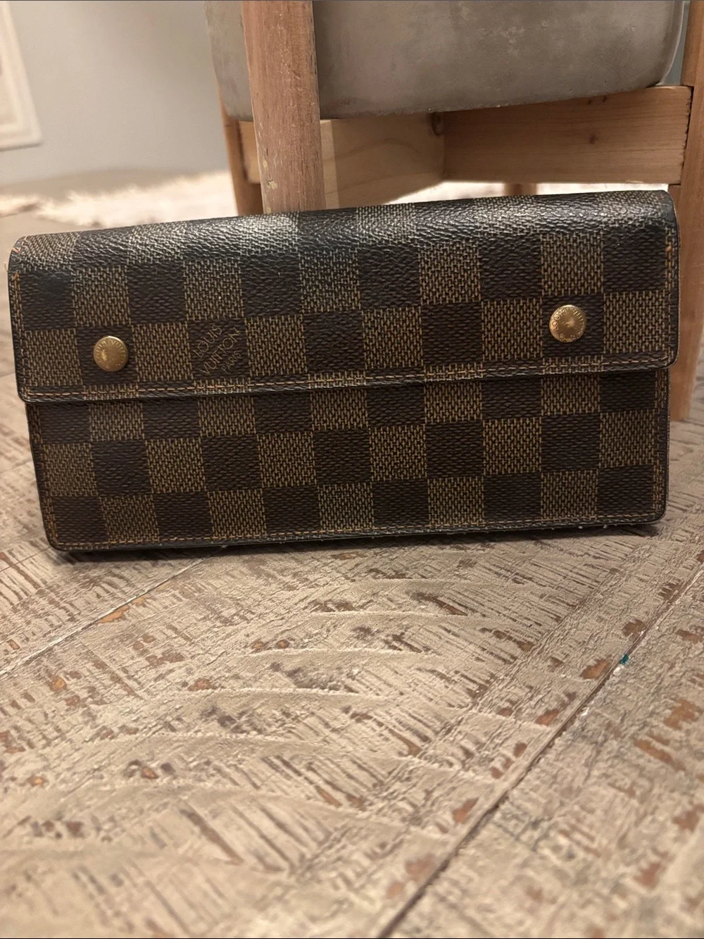 Louis Vuitton Damier Ebène Checker Continental Wallet Wristlet